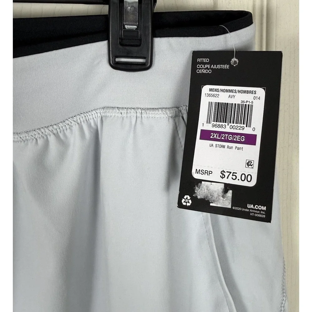 Under Armour Men's UA Storm Run Pants XXL Gray Zip Ankle Train‎ Athletic Soccer